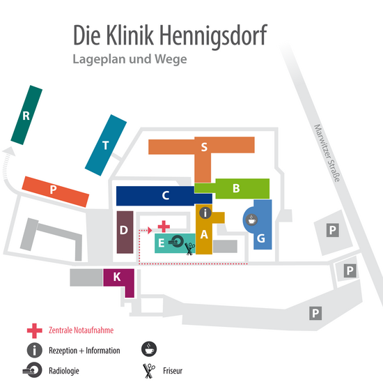 Lageplan der Klinik Hennigsdorf